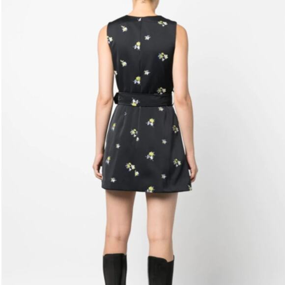 PATOU Devin Embroidered Mini Dress Recycled Duchesse Satin Black Sz 40/8 {3B53} - Picture 3 of 7